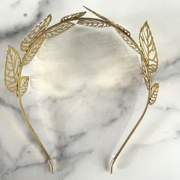 Greek Goddess Golden Metal Leaf Headband - Picture 4 of 6